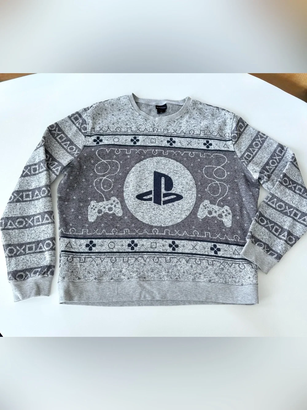 PlayStation Men's Gray Logo Crewneck Sweater Size 2XL
